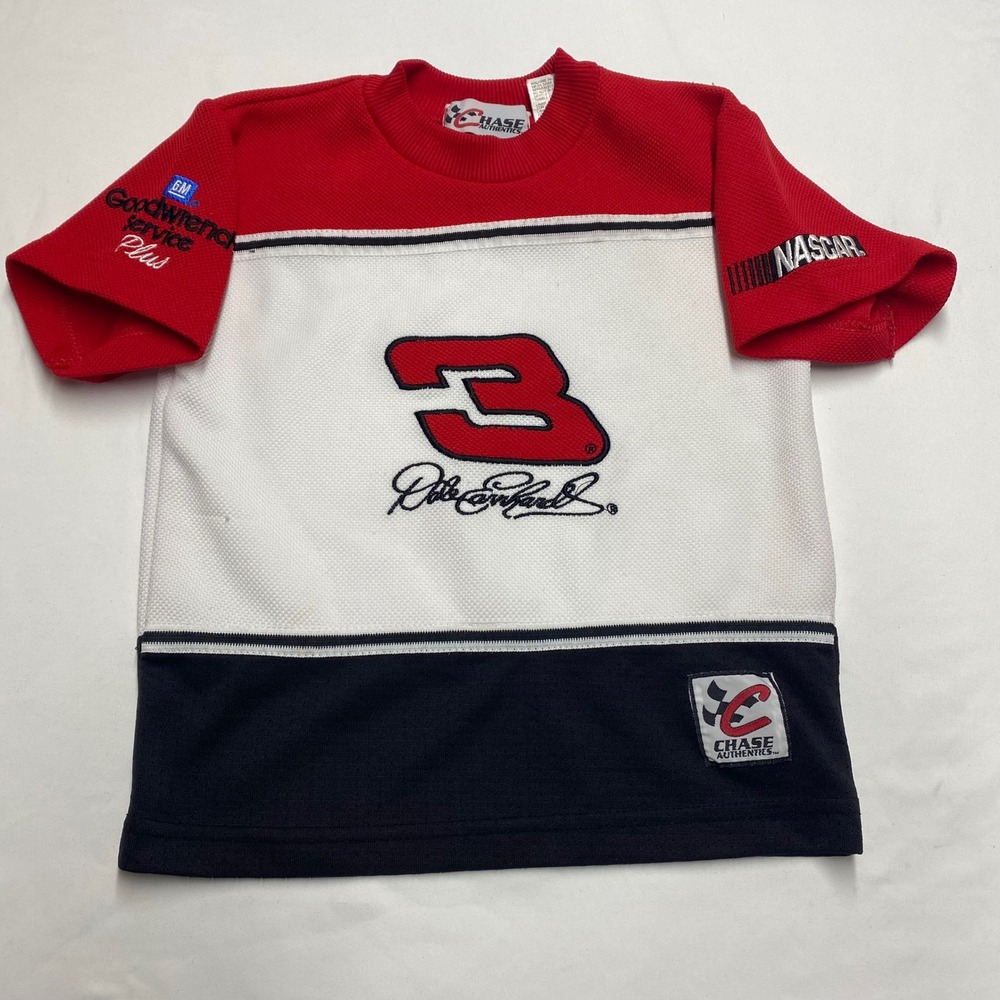 Chase Authentics Dale Earnhardt 3 NASCAR Youth Racing Jersey Red White Size 6